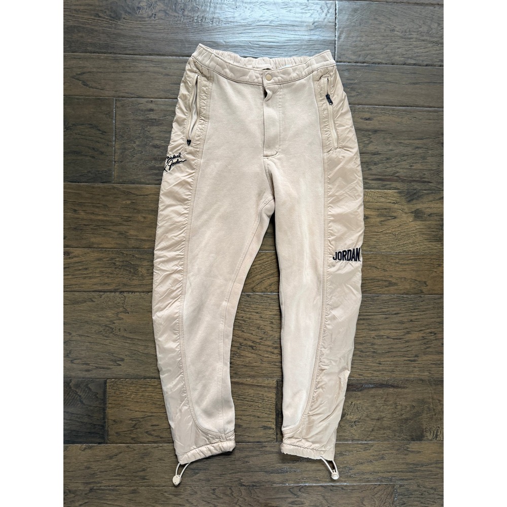 Jordan Beige Jogger Pants with Logo Size Small Athleisure Y2K